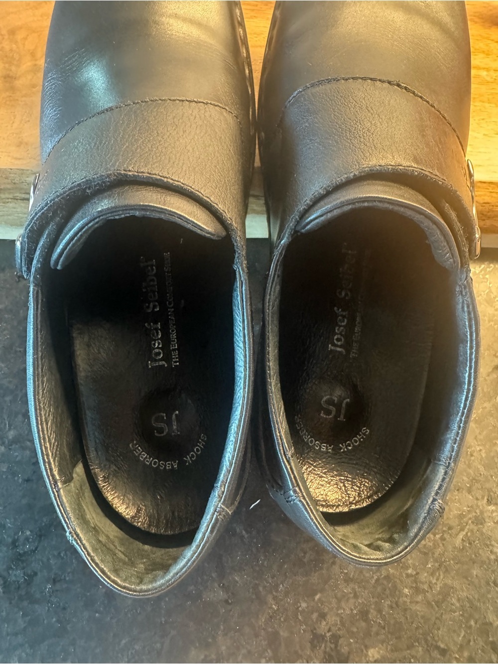 Josef Seibel Theresa Black Leather Velcro Shoes US 9 EU 39 shock absorb nursing - Picture 7 of 9